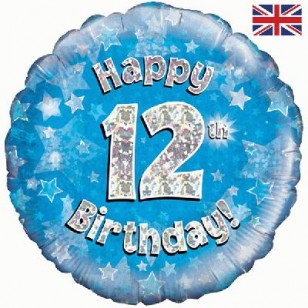 Blue Stars 12th Birthday Balloon